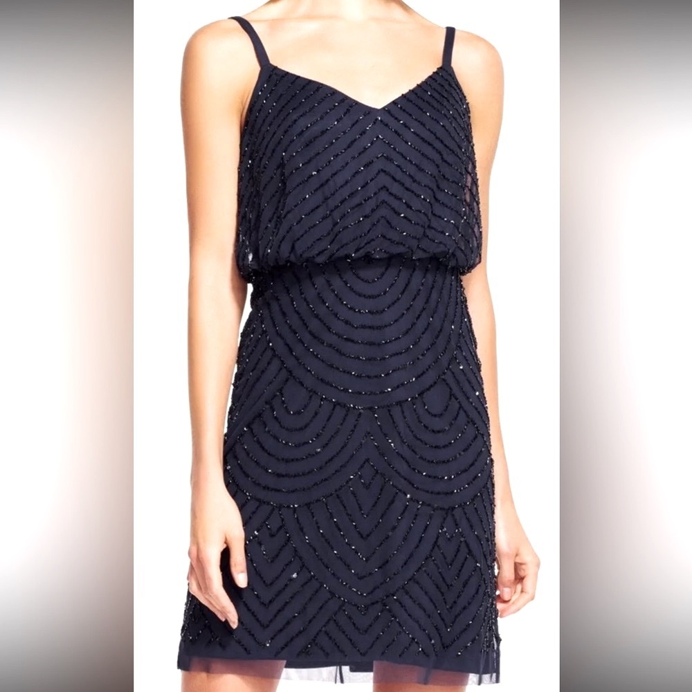 Elegant black beaded mini dress size 0